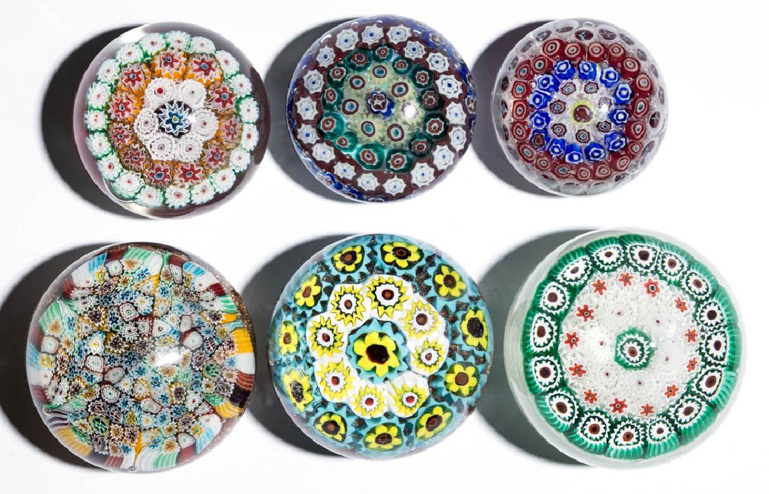 ASSORTED ITALIAN MILLEFIORI PAPERWEIGHTS, LOT OF SIX (1 of 1)