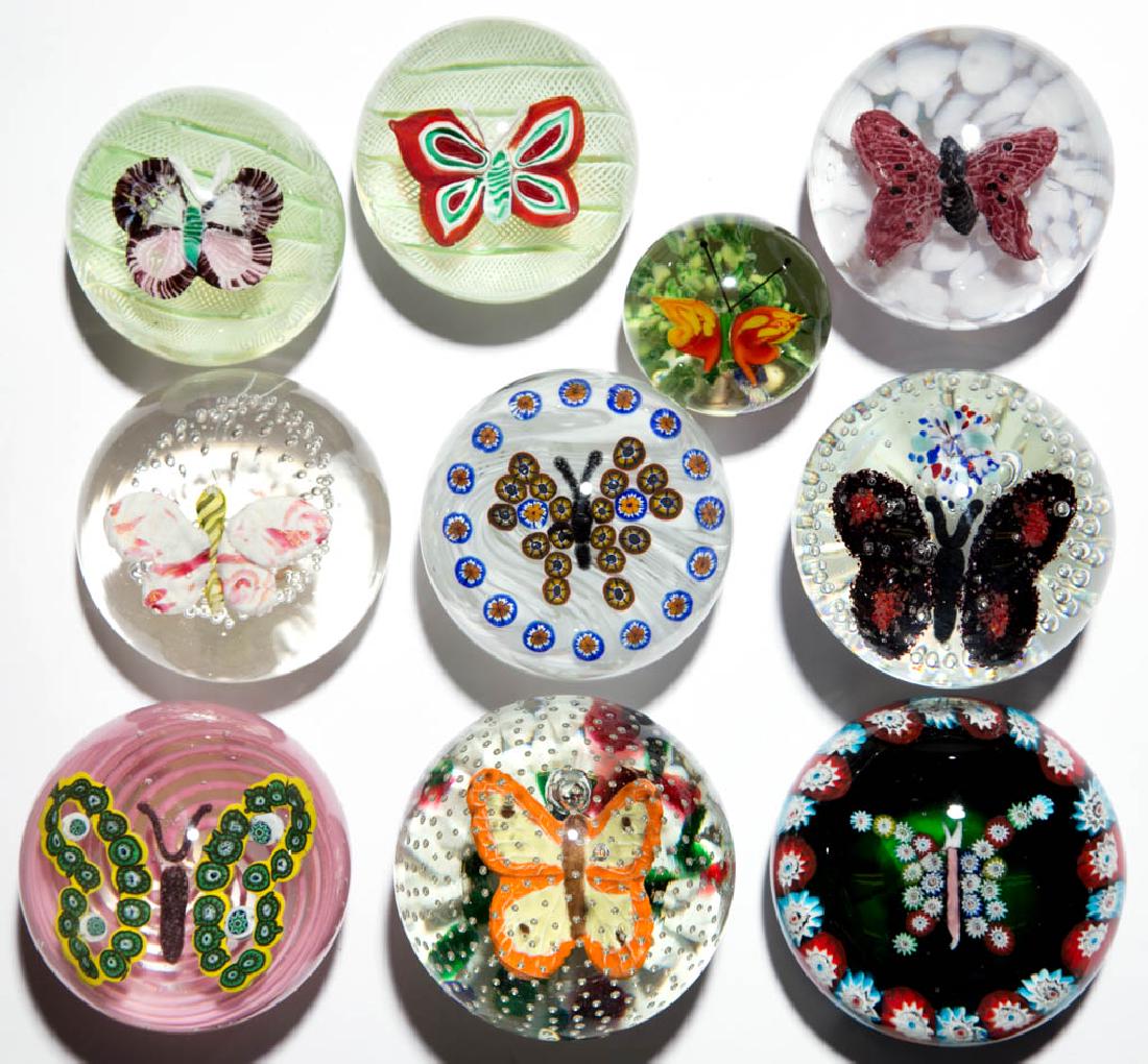 ASSORTED BUTTERFLY PAPERWEIGHTS, LOT OF TEN (1 of 1)