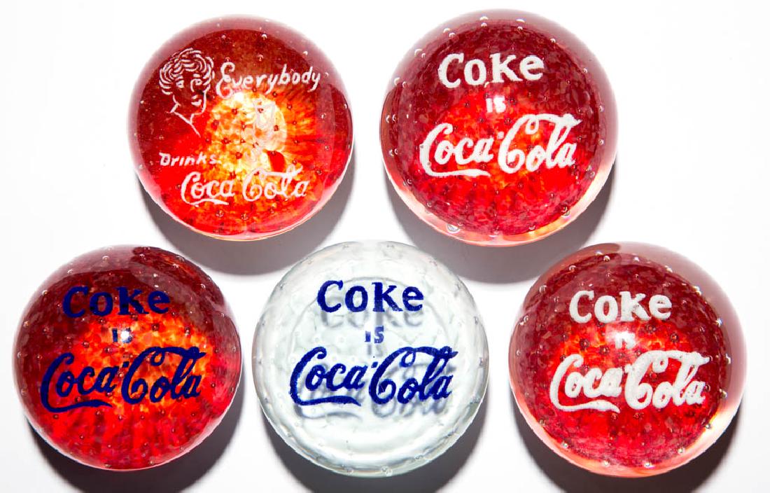 ASSORTED COCA-COLA ADVERTISING FRIT PAPERWEIGHTS, LOT (1 of 1)
