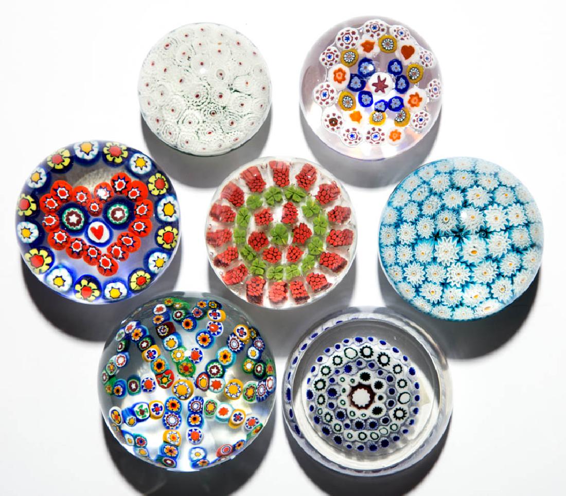 ASSORTED MILLEFIORI PAPERWEIGHTS, LOT OF SEVEN (1 of 1)