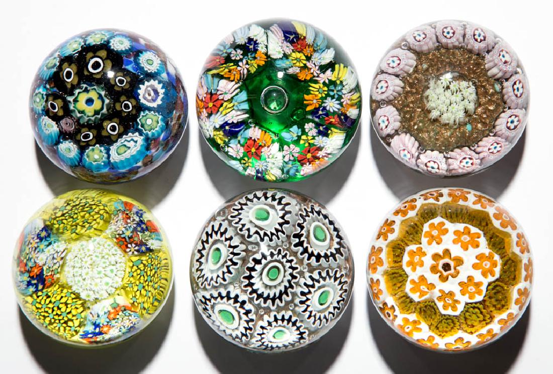 ASSORTED MILLEFIORI PAPERWEIGHTS, LOT OF SIX (1 of 1)