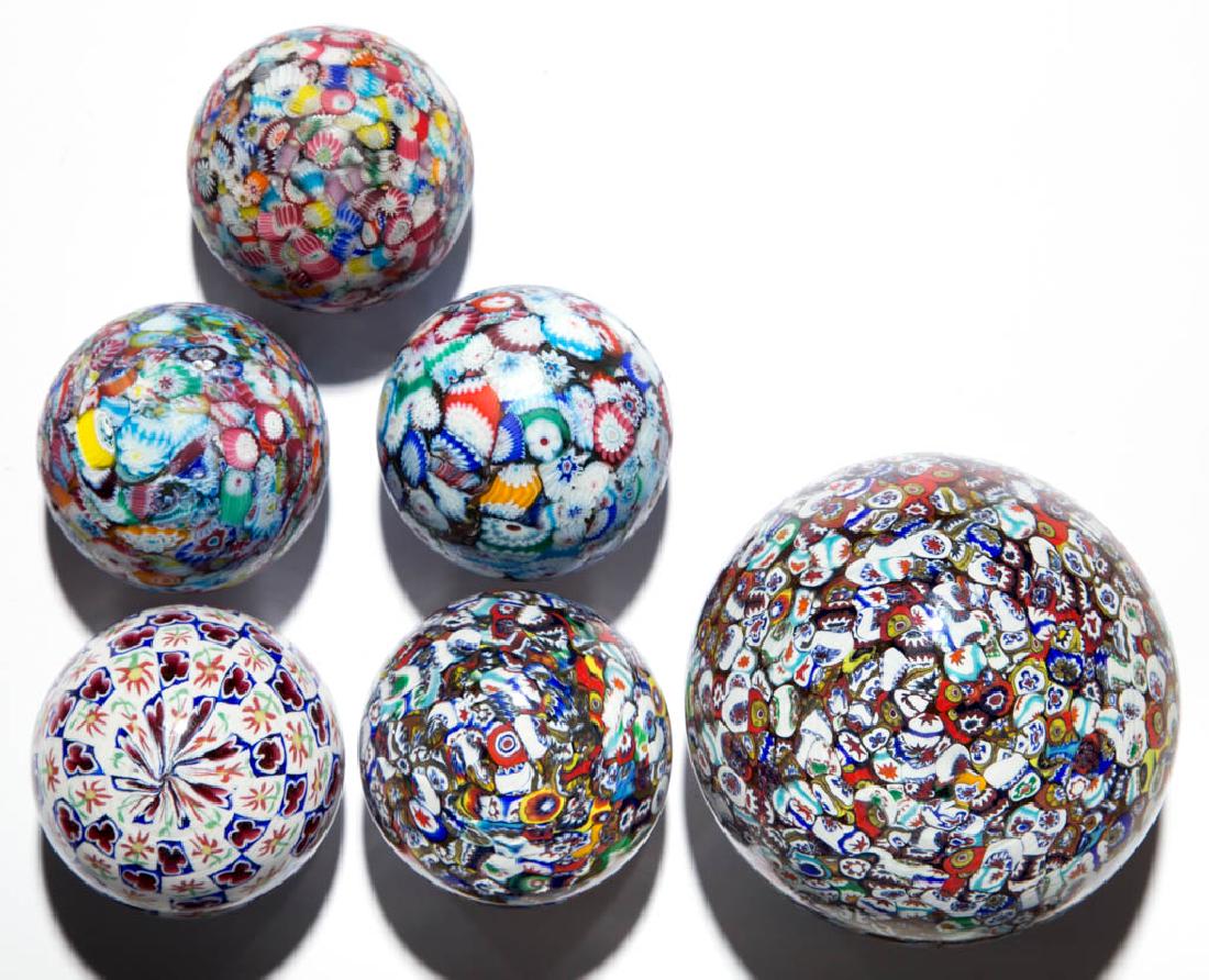 ASSORTED MILLEFIORI PAPERWEIGHTS, LOT OF SIX (1 of 1)