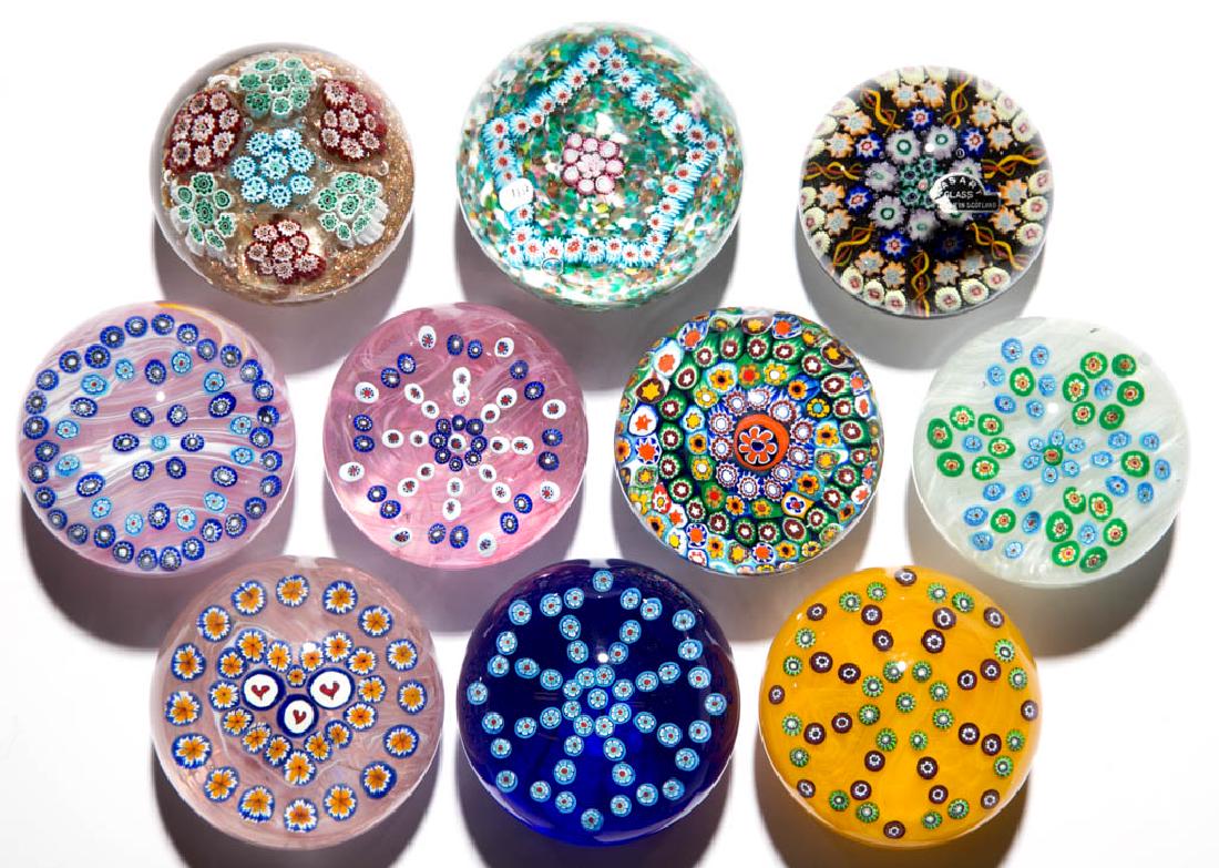 ASSORTED MILLEFIORI PAPERWEIGHTS, LOT OF TEN (1 of 1)