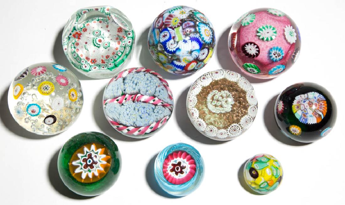 ASSORTED MILLEFIORI PAPERWEIGHTS, LOT OF TEN (1 of 1)