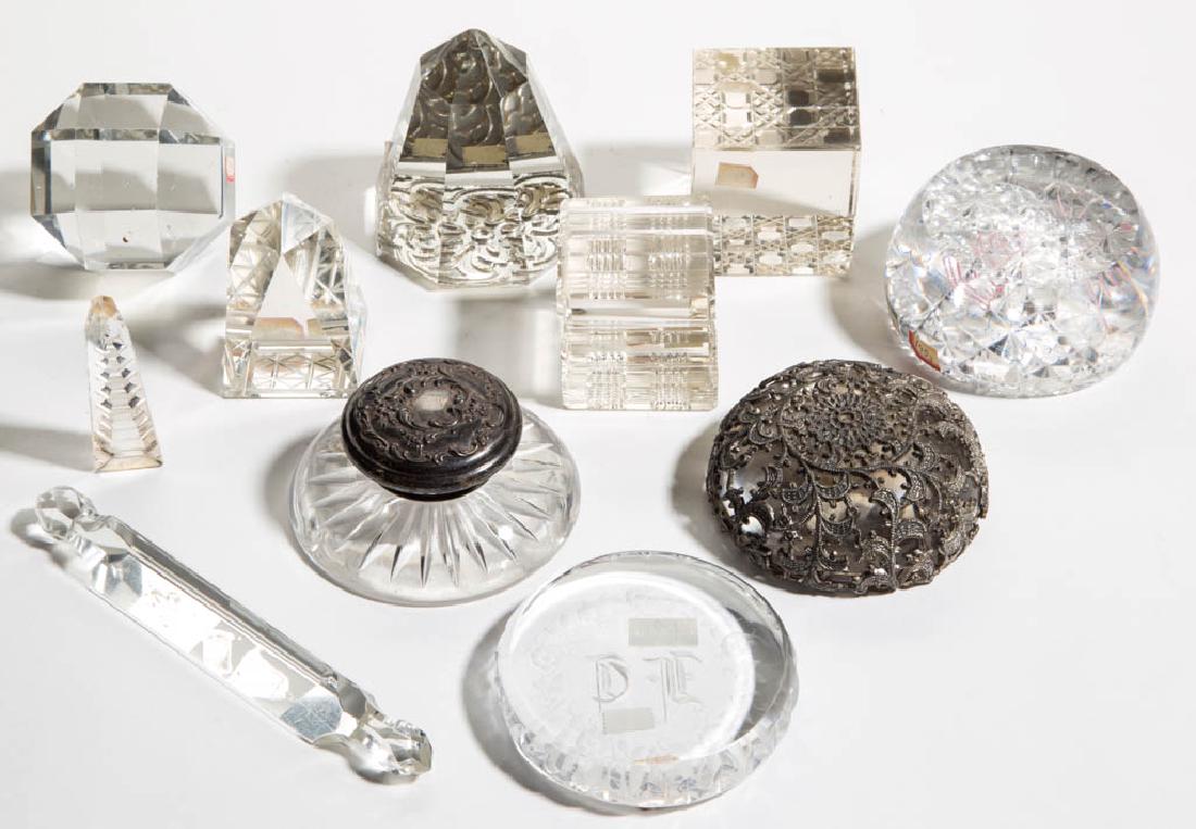 ASSORTED CUT / ENGRAVED PAPERWEIGHTS AND RELATED ITEMS, (1 of 1)