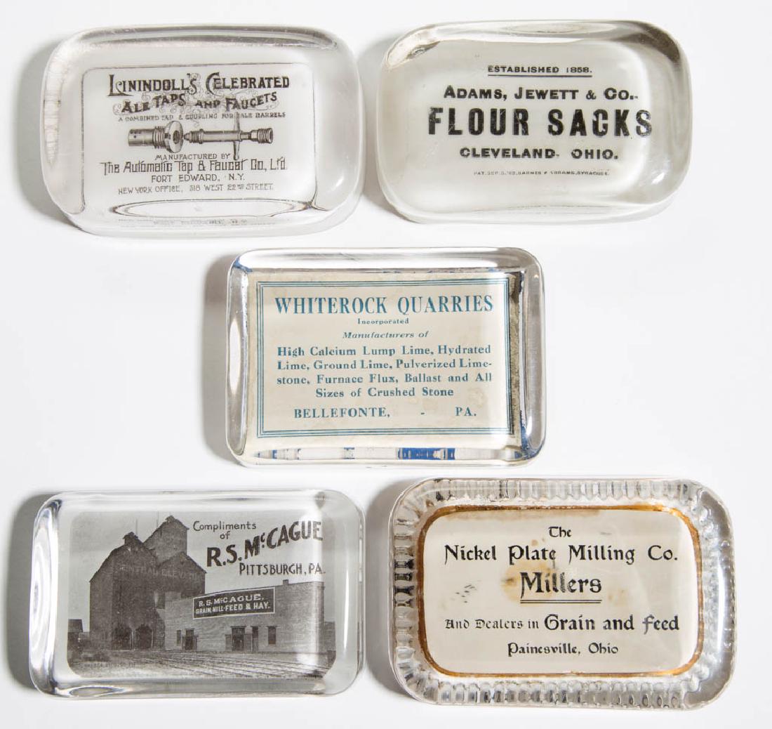 ASSORTED ADVERTISING PAPERWEIGHTS, LOT OF FIVE (1 of 1)