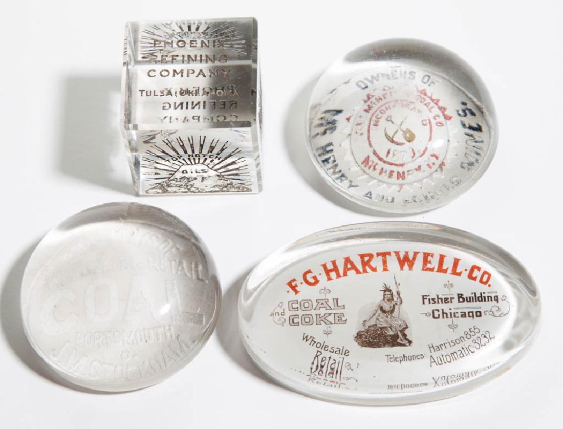 ASSORTED FUELS ADVERTISING PAPERWEIGHTS, LOT OF FOUR (1 of 1)