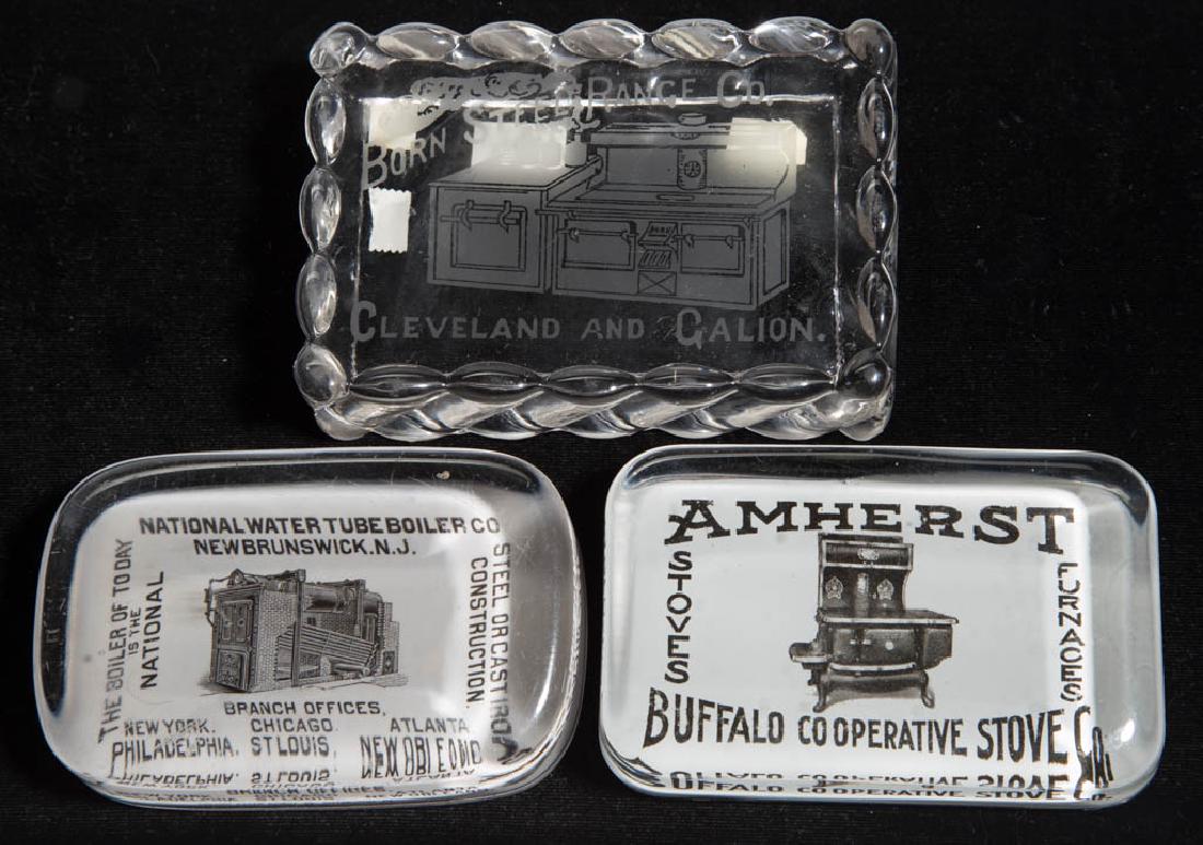 STOVE / FURNACE ADVERTISING PAPERWEIGHTS, LOT OF THREE (1 of 1)