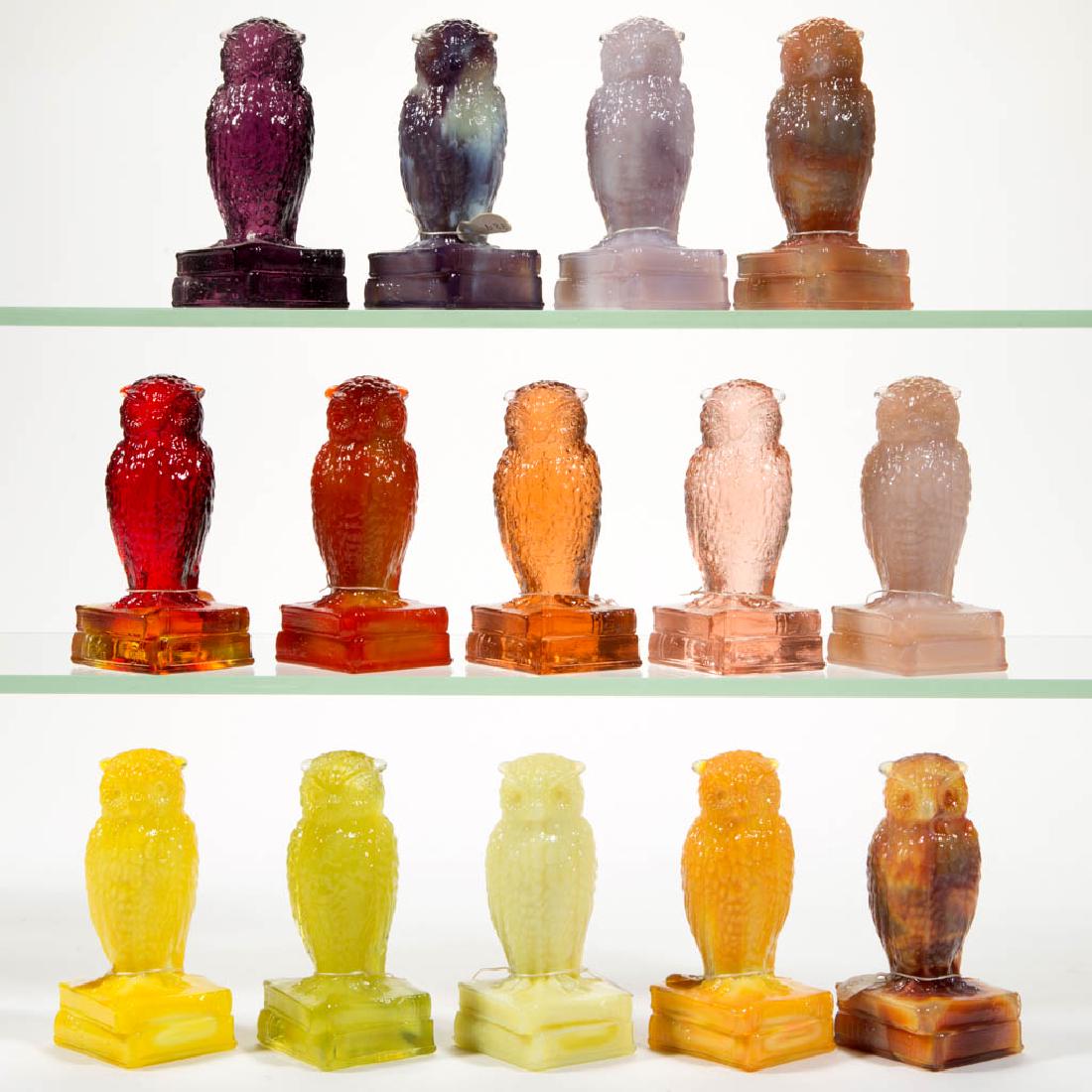DEGENHART GLASS OWL FIGURES, LOT OF 14 (1 of 1)