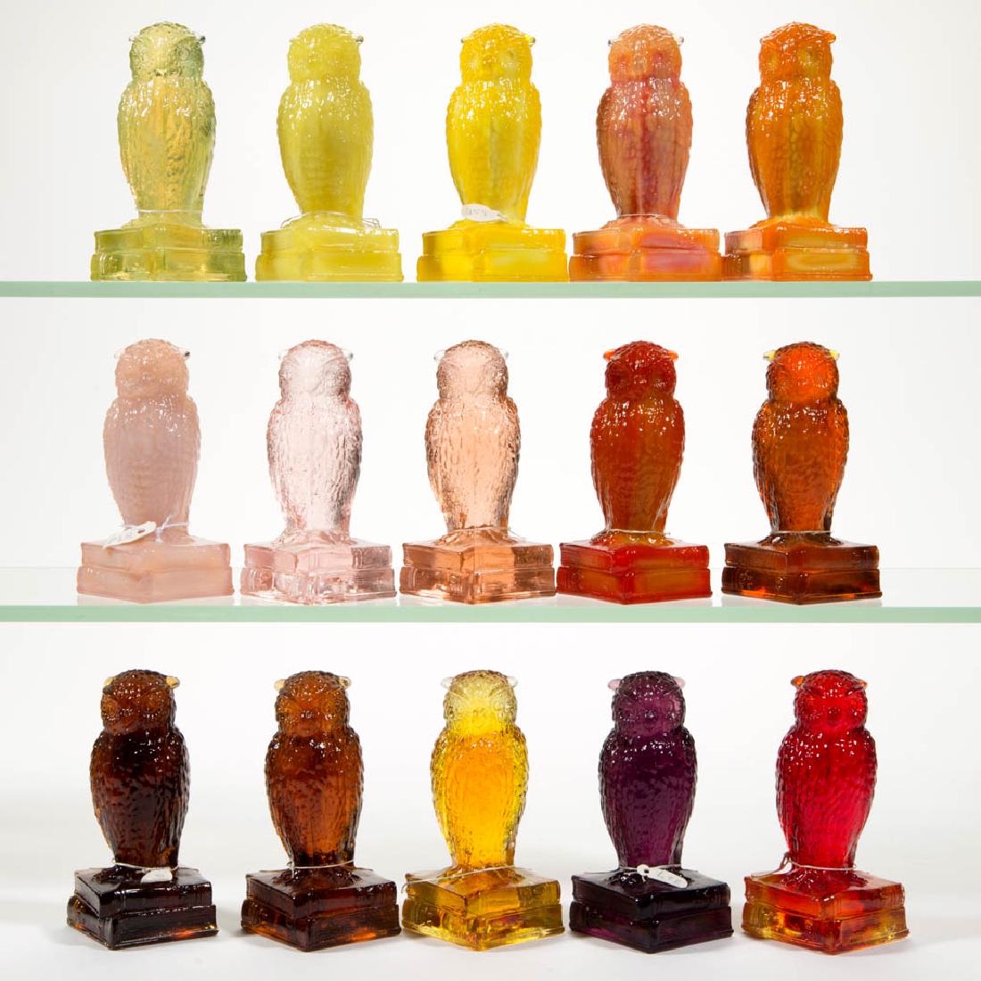 DEGENHART GLASS OWL FIGURES, LOT OF 15 (1 of 1)