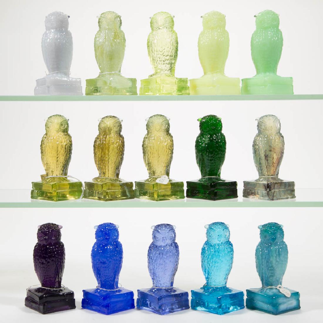 DEGENHART GLASS OWL FIGURES, LOT OF 15 (1 of 1)