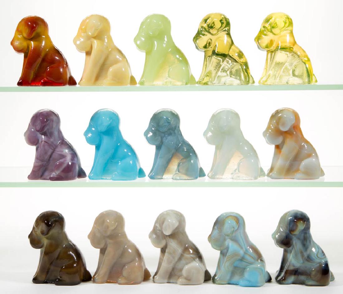 DEGENHART GLASS DOG / POOCH FIGURES, LOT OF 15 (1 of 1)