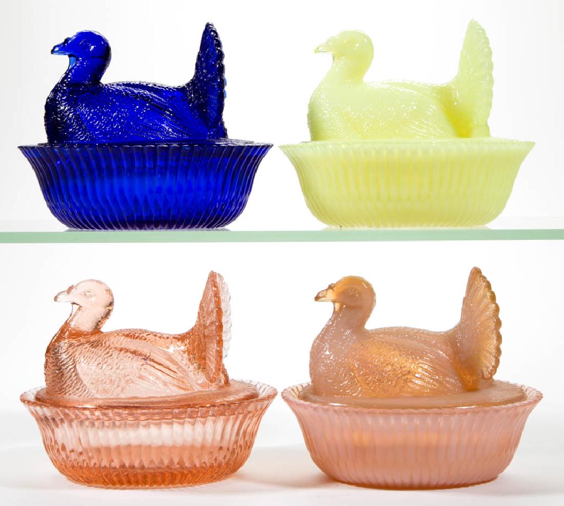 DEGENHART GLASS COVERED TURKEY DISHES, LOT OF FOUR (1 of 1)