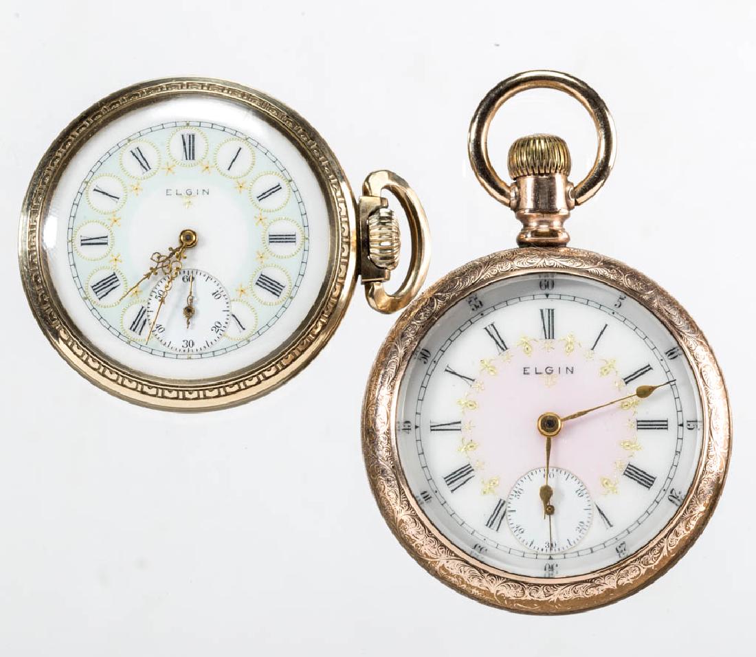 ELGIN SEVEN-JEWEL MEN'S POCKET WATCHES, LOT OF TWO (1 of 3)