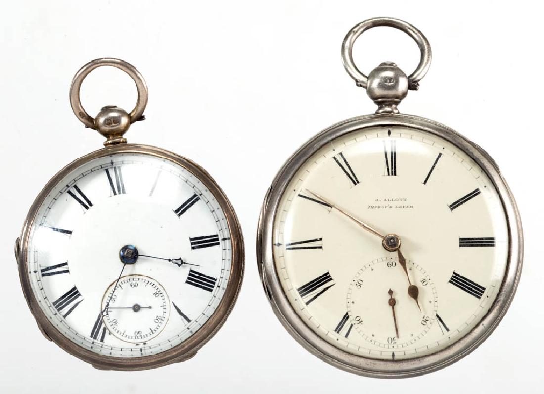 ENGLISH STERLING SILVER CASE KEY-WIND POCKET WATCHES, (1 of 4)