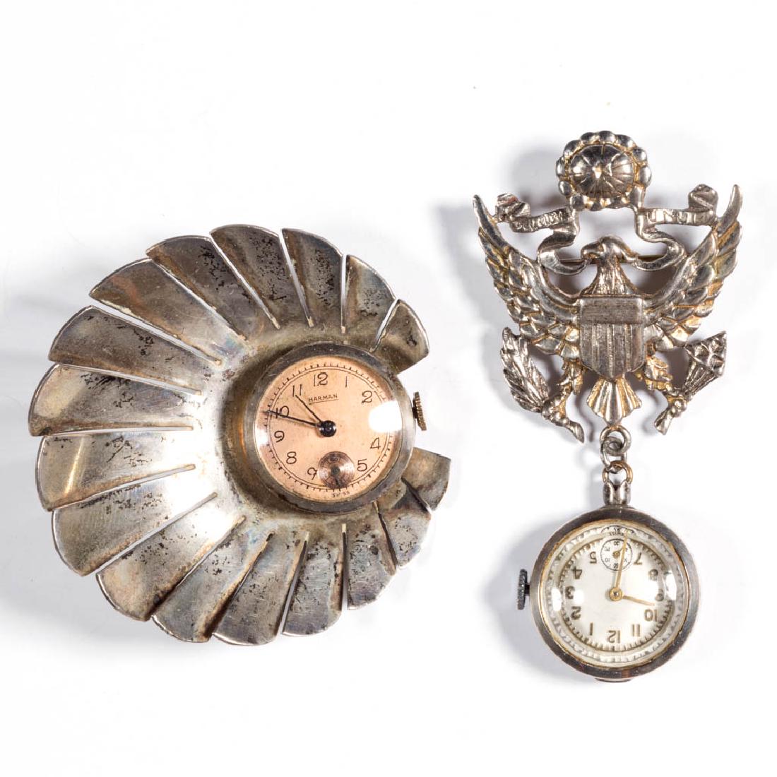 SWISS LADY'S STERLING SILVER LAPEL / PENDANT WATCHES, (1 of 1)