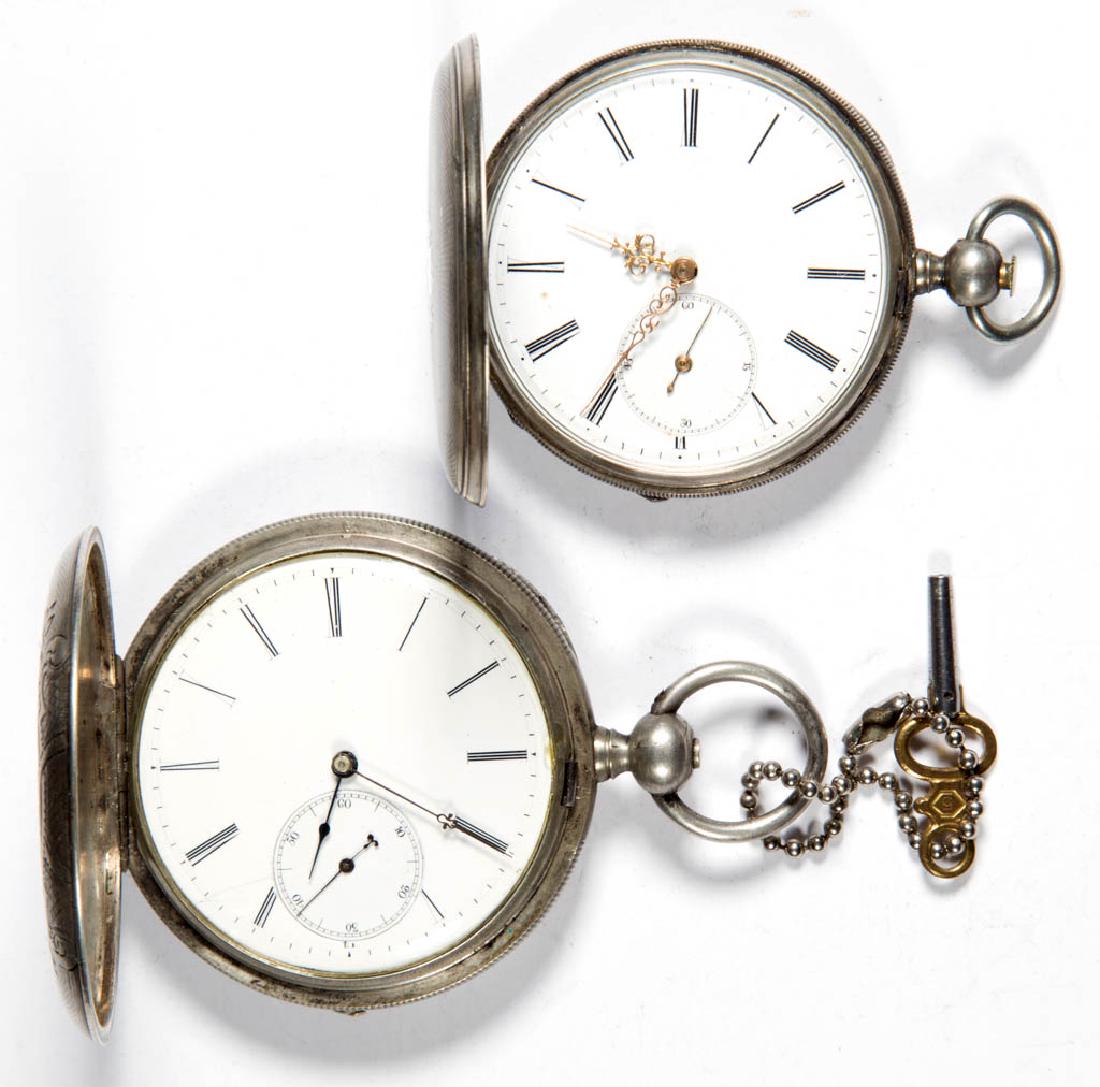 SWISS / AMERICAN SILVER CASE POCKET WATCHES, LOT OF TWO (1 of 4)