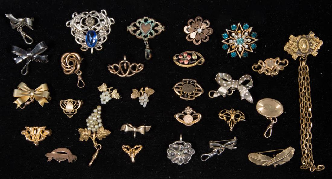 ANTIQUE / VINTAGE POCKET WATCH LAPEL BROOCH HOOKS, LOT (1 of 3)