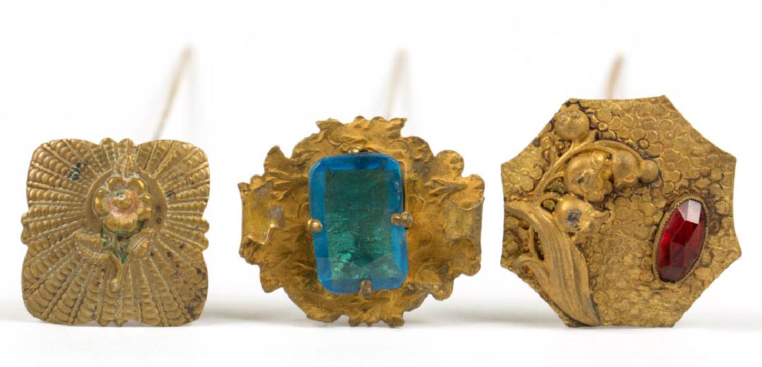 ANTIQUE / VINTAGE RHINESTONE HATPINS, LOT OF THREE (1 of 3)