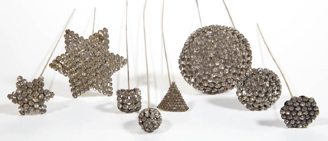 ANTIQUE / VINTAGE RHINESTONE HATPINS, LOT OF EIGHT (1 of 3)