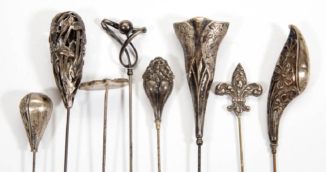 ANTIQUE / VINTAGE SILVER HATPINS, LOT OF EIGHT (1 of 3)