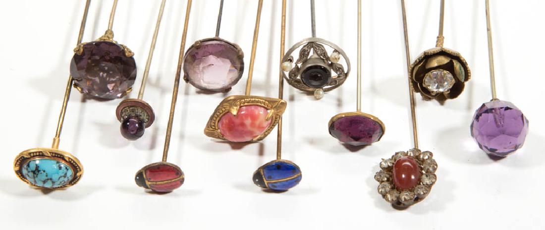 ASSORTED ANTIQUE / VINTAGE HATPINS, LOT OF 12 (1 of 3)