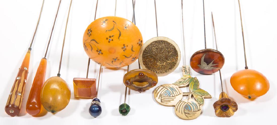 VINTAGE ART DECO AND RELATED HATPINS, LOT OF 13 (1 of 3)