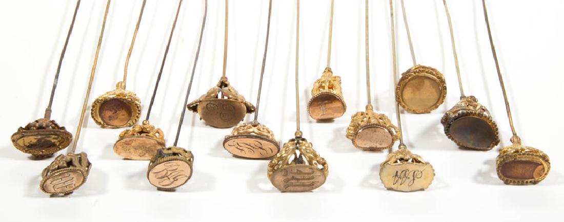 ANTIQUE GOLD-FILLED HATPINS, LOT OF 14 (1 of 3)