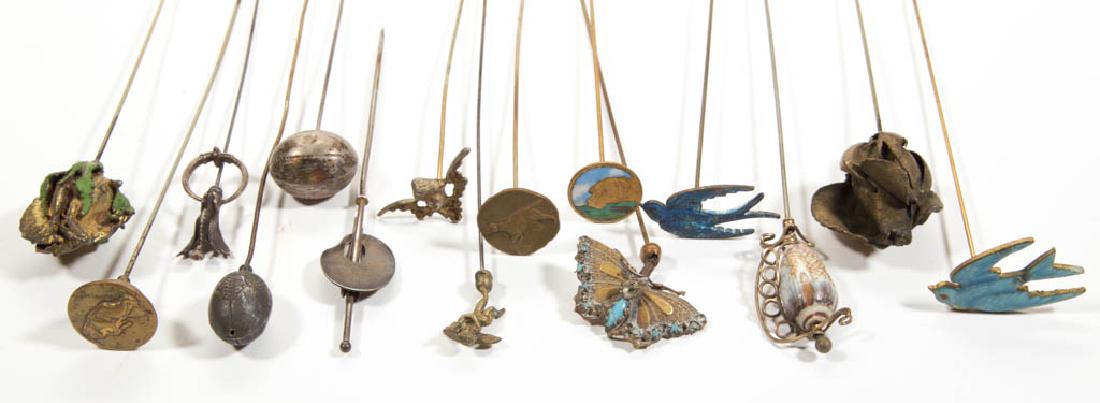 ANTIQUE / VINTAGE FIGURAL HATPINS, LOT OF 15 (1 of 3)