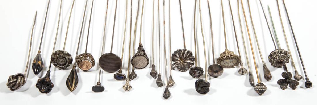 ANTIQUE / VINTAGE SILVER-TONE HATPINS, LOT OF 29 (1 of 3)