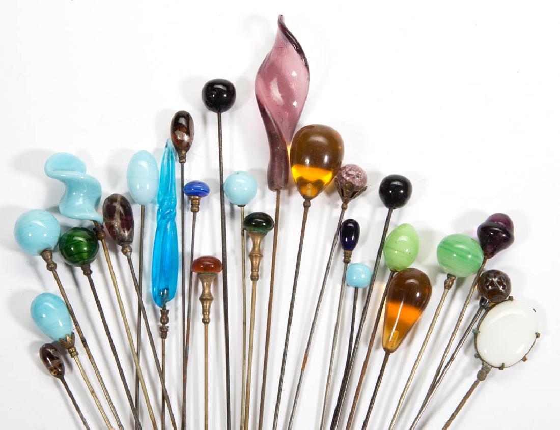 VINTAGE GLASS HATPINS, LOT OF 26 (1 of 2)