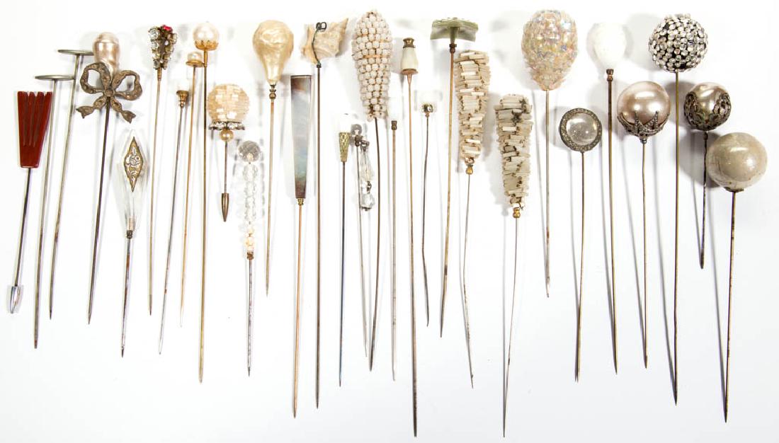 ANTIQUE / VINTAGE ASSORTED HATPINS, LOT OF 30 (1 of 3)