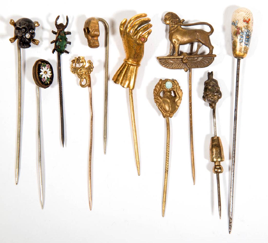 ASSORTED ANTIQUE / VINTAGE STICK PINS, LOT OF TEN (1 of 1)