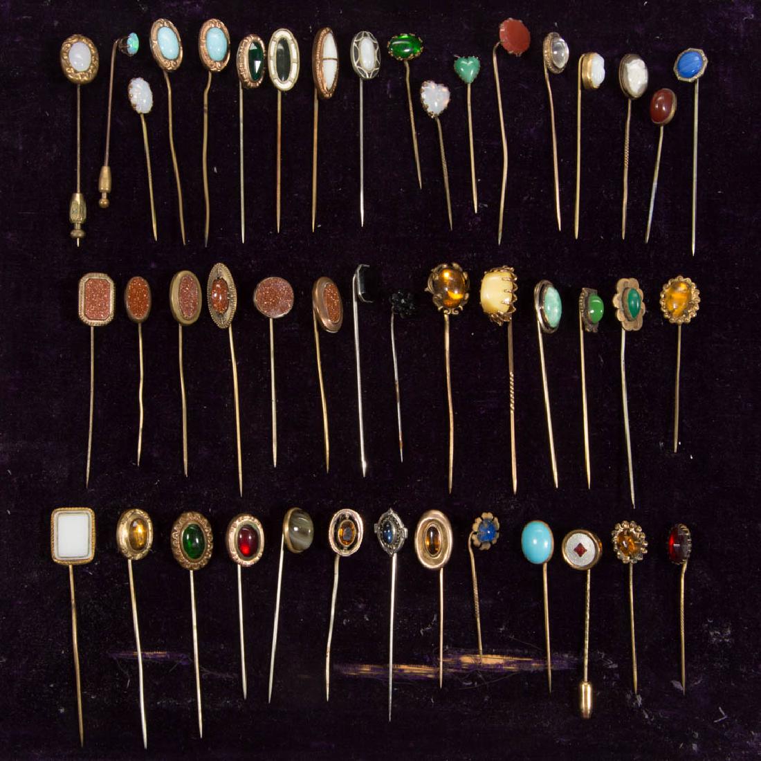 ANTIQUE / VINTAGE RHINESTONE AND GLASS STICK PINS, LOT (1 of 4)