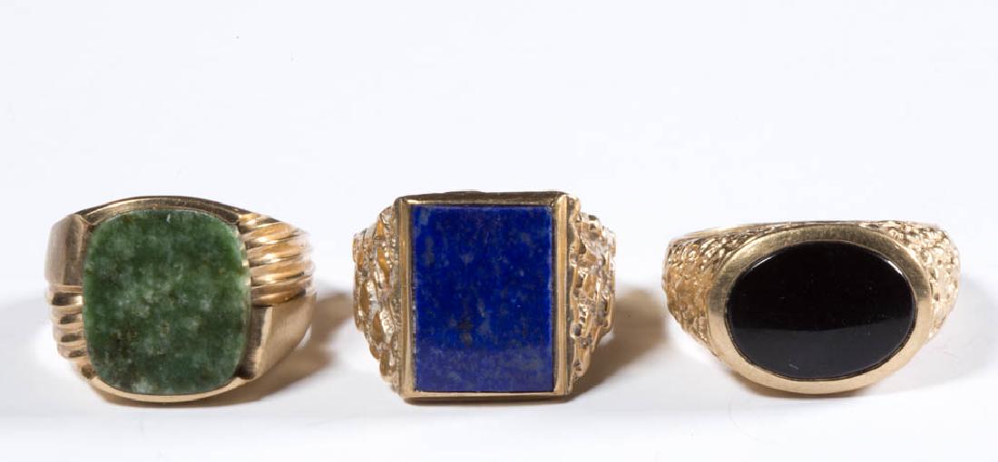 ASSORTED VINTAGE 10K GOLD MEN'S RINGS, LOT OF THREE (1 of 2)