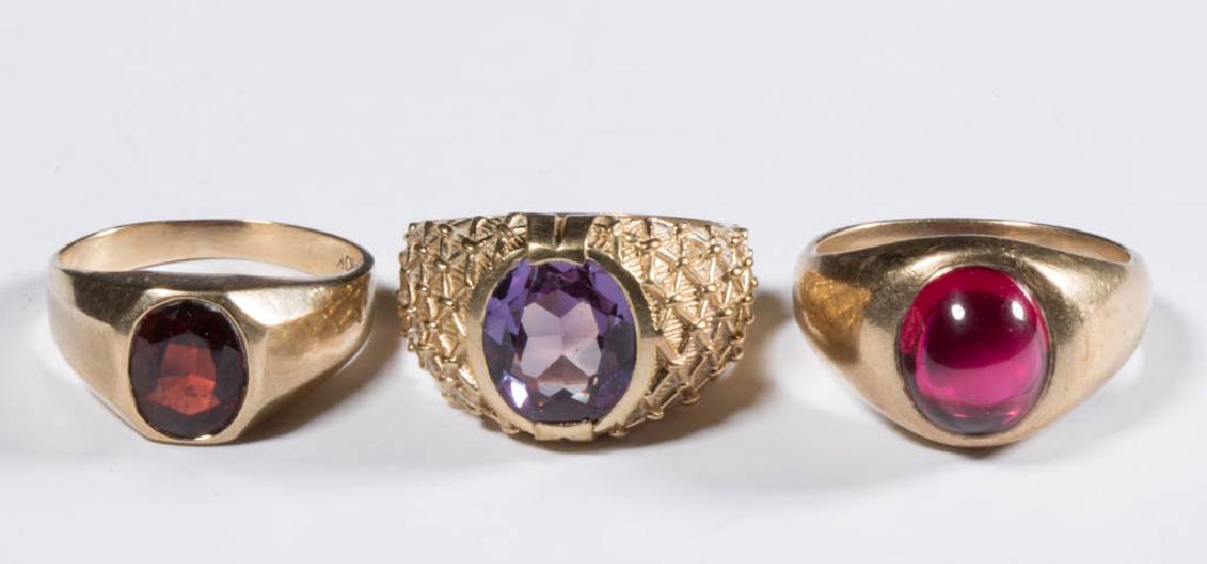 ASSORTED VINTAGE 10K GOLD MEN'S RINGS, LOT OF THREE (1 of 2)