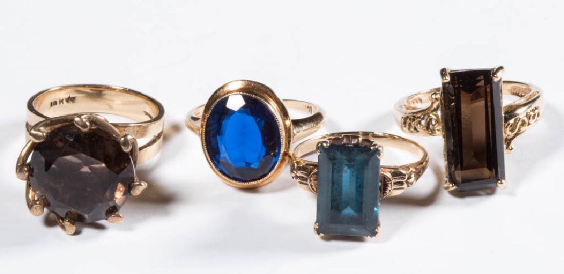 ASSORTED VINTAGE 10K GOLD LADY'S RINGS, LOT OF FOUR (1 of 1)