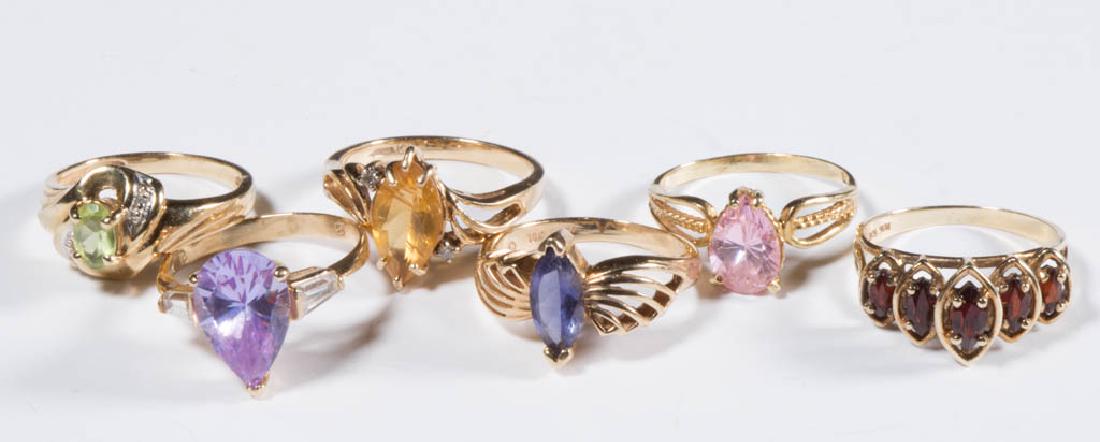 ASSORTED 10K GOLD LADY'S RINGS, LOT OF SIX (1 of 1)