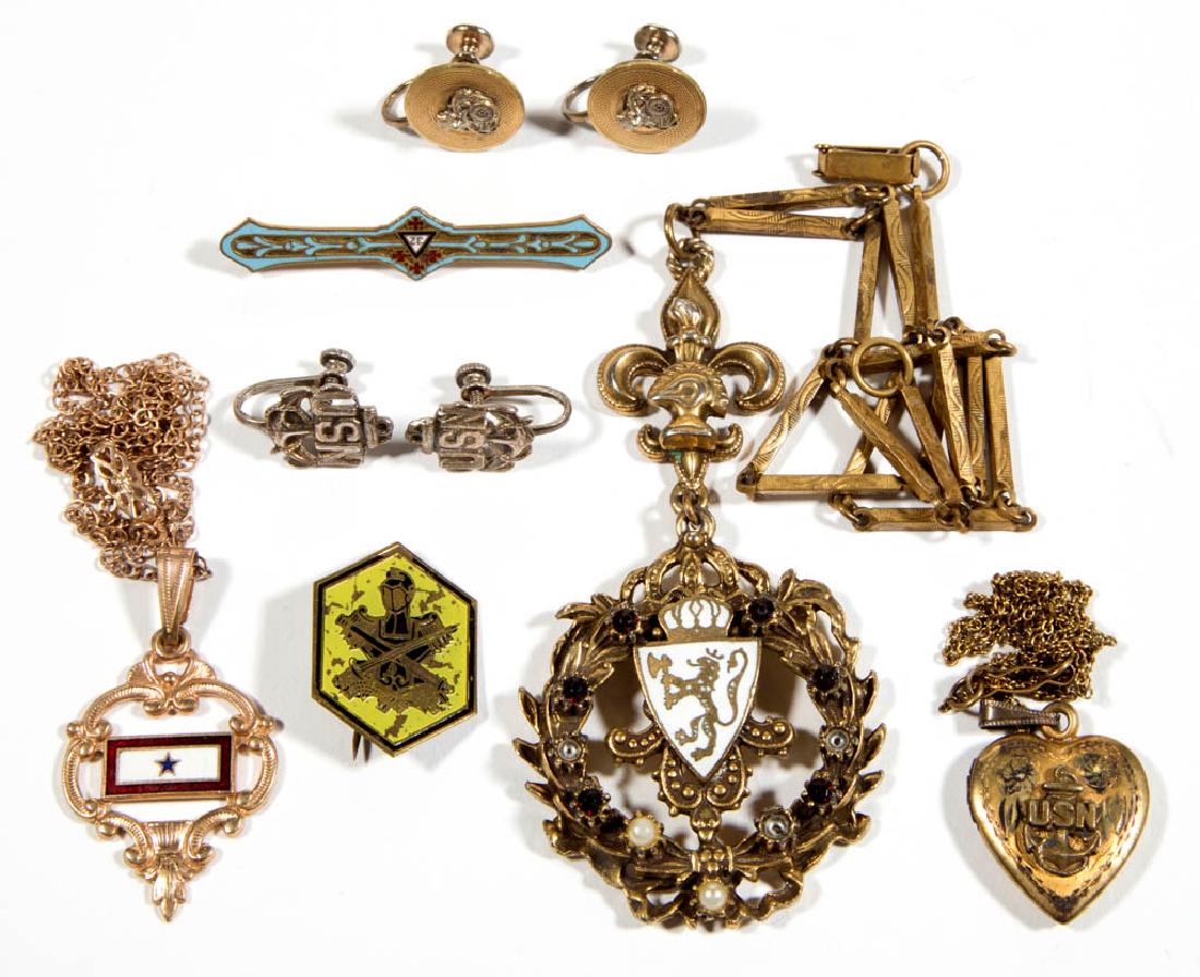 ASSORTED VINTAGE COSTUME JEWELRY, LOT OF NINE (1 of 1)