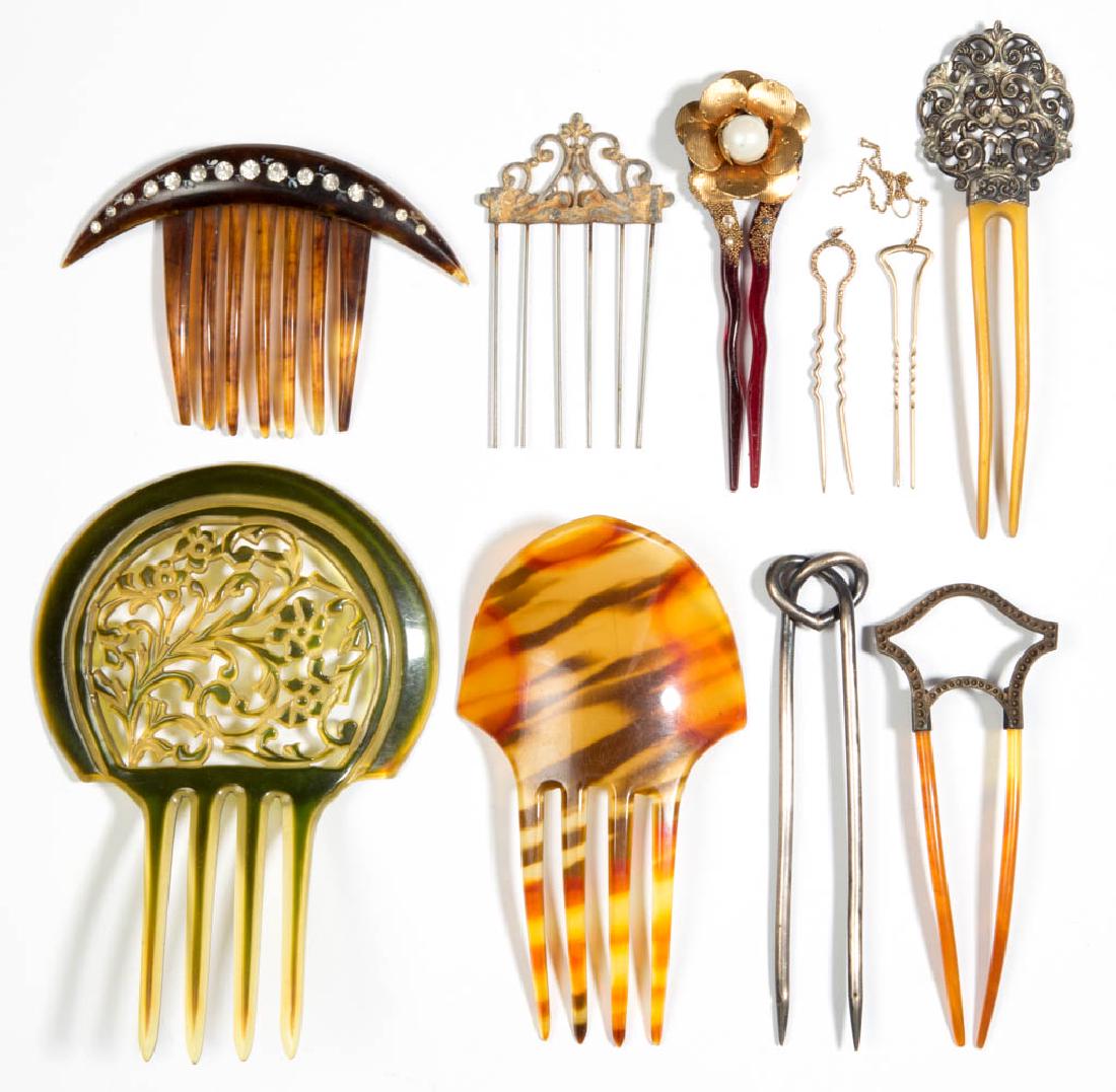 ASSORTED ANTIQUE / VINTAGE LADY'S HAIR COMBS, LOT OF (1 of 1)