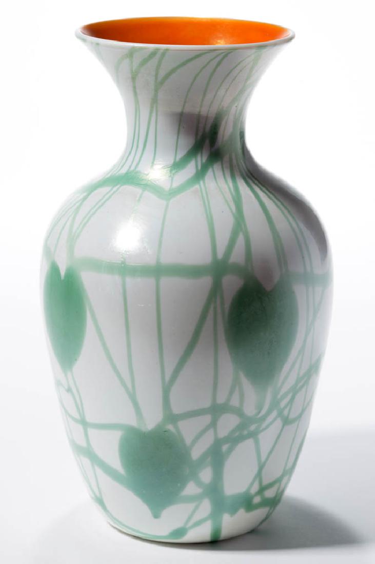 IMPERIAL FREE HAND HEART AND VINE ART GLASS VASE (1 of 3)