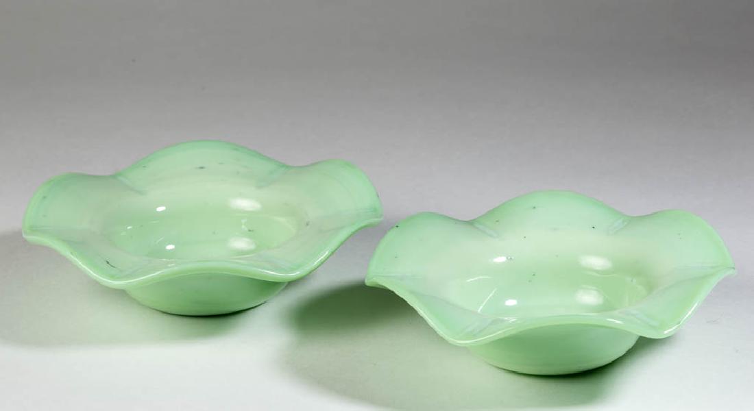 OPAQUE JADE BLOWN ART GLASS BOWLS, LOT OF TWO (1 of 1)