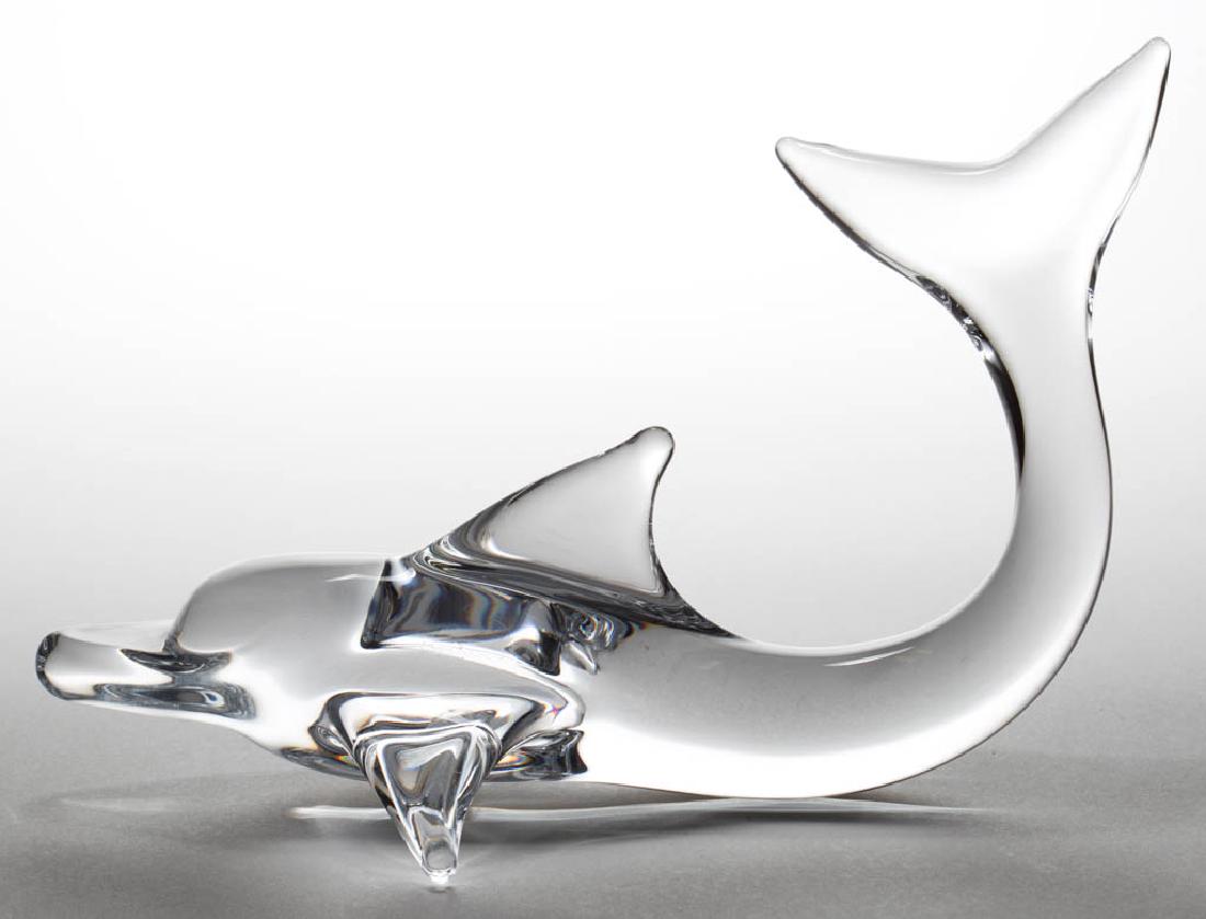 DAUM NANCY FIGURAL CRYSTAL ART GLASS DOLPHIN FIGURINE / (1 of 1)