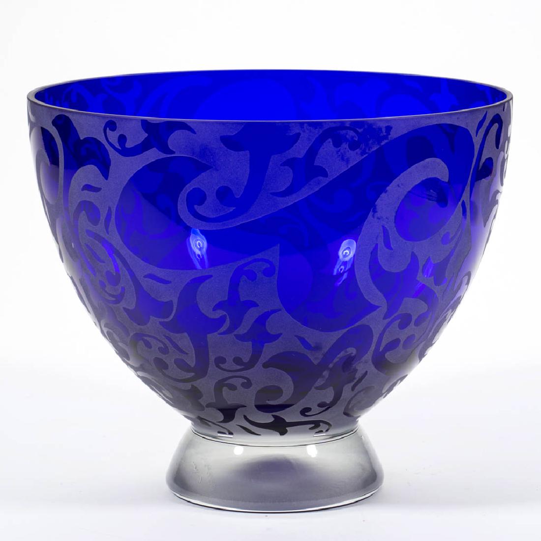 MICHAEL WEEMS ACID-ETCHED STUDIO ART GLASS BOWL (1 of 1)