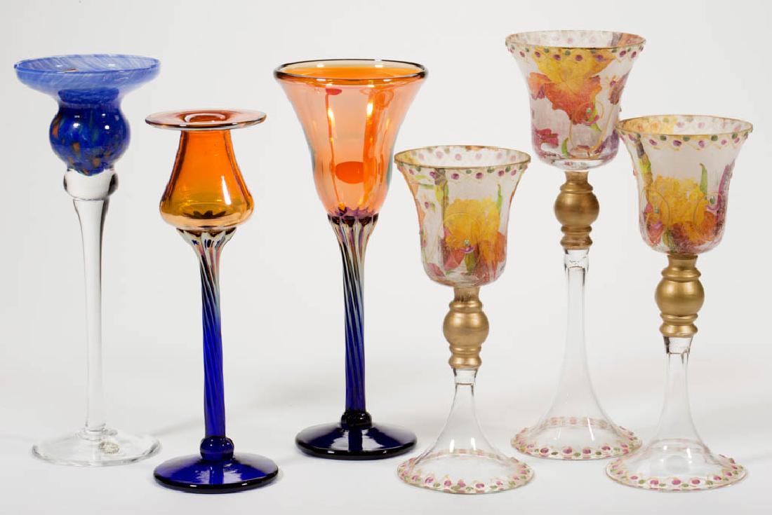 ASSORTED STUDIO ART GLASS GOBLETS, LOT OF SIX (1 of 1)