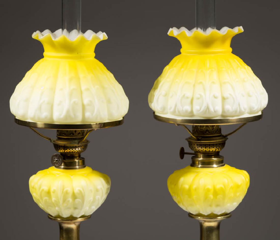 MOLDED CASED SATIN GLASS PEG LAMPS, PAIR (1 of 2)