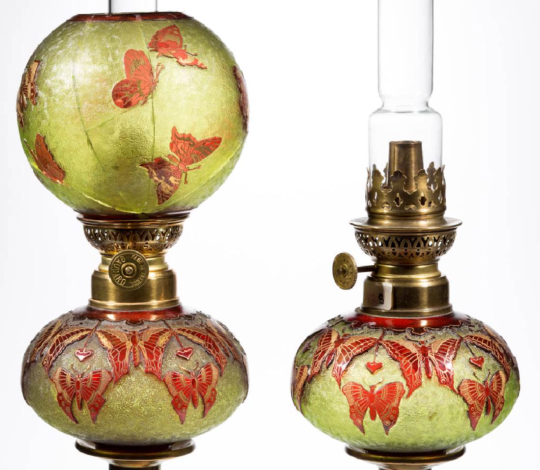ACID CUT BACK CAMEO-TYPE BUTTERFLY PEG LAMPS, PAIR (1 of 2)