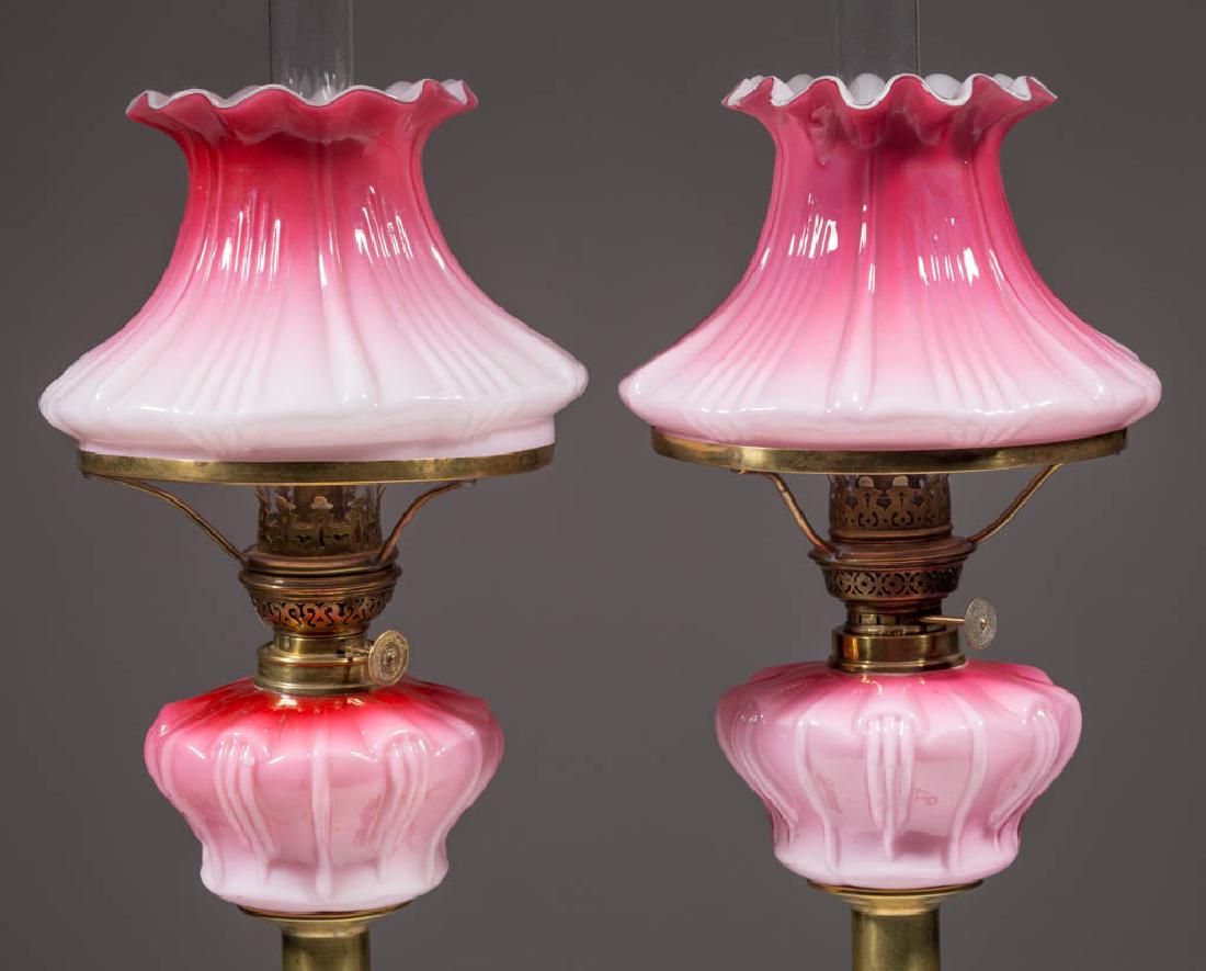 CASED GLASS PEG LAMPS, PAIR (1 of 2)