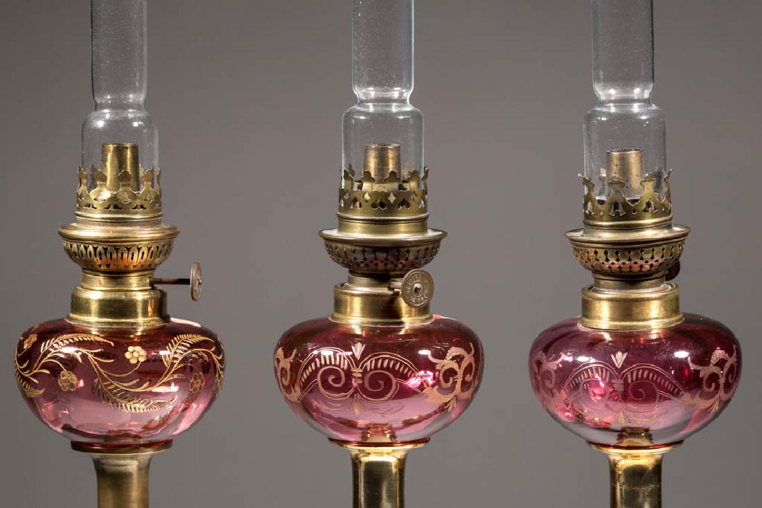 ASSORTED PANEL OPTIC DECORATED PEG LAMPS, LOT OF THREE (1 of 2)