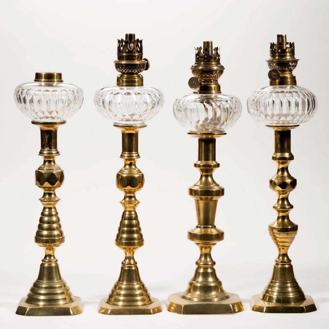 ASSORTED CUT GLASS PEG LAMPS, LOT OF FOUR (1 of 2)